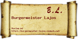 Burgermeister Lajos névjegykártya